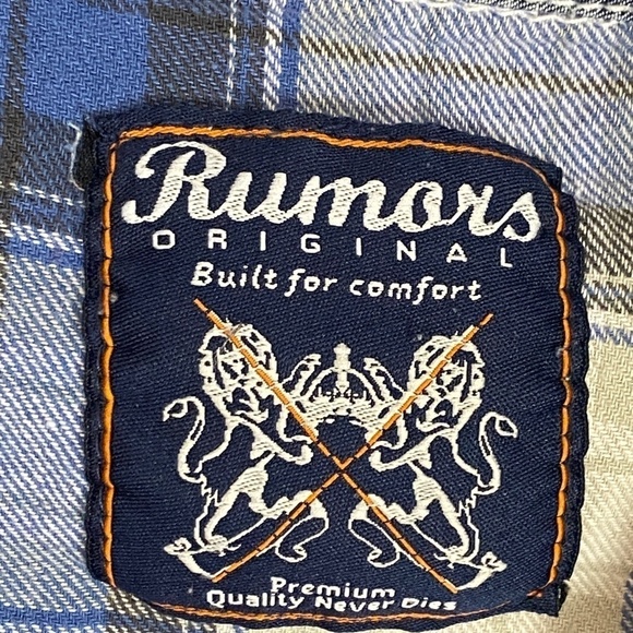 Rumors Plaid Button Up Shirt 100% Cotton Sz XL Faded Distressing - Picture 7 of 9